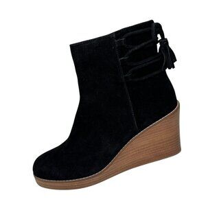Jack Rogers Women's Banbury Wedge Bootie Suede Back Lace w Tassel size 8.5 NEW